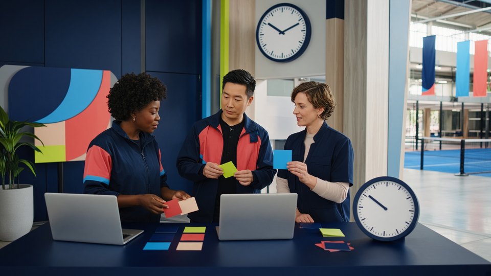 Illustrative badminton readiness scene